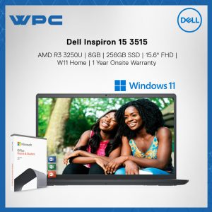 DELL INSPIRON 15 3515 (R3-3250U/8GB/256GB SSD/AMD Radeon Graphic/W11/15.6" FHD/1Year Warranty ) Laptop + Microsoft Office Home & Student 2021